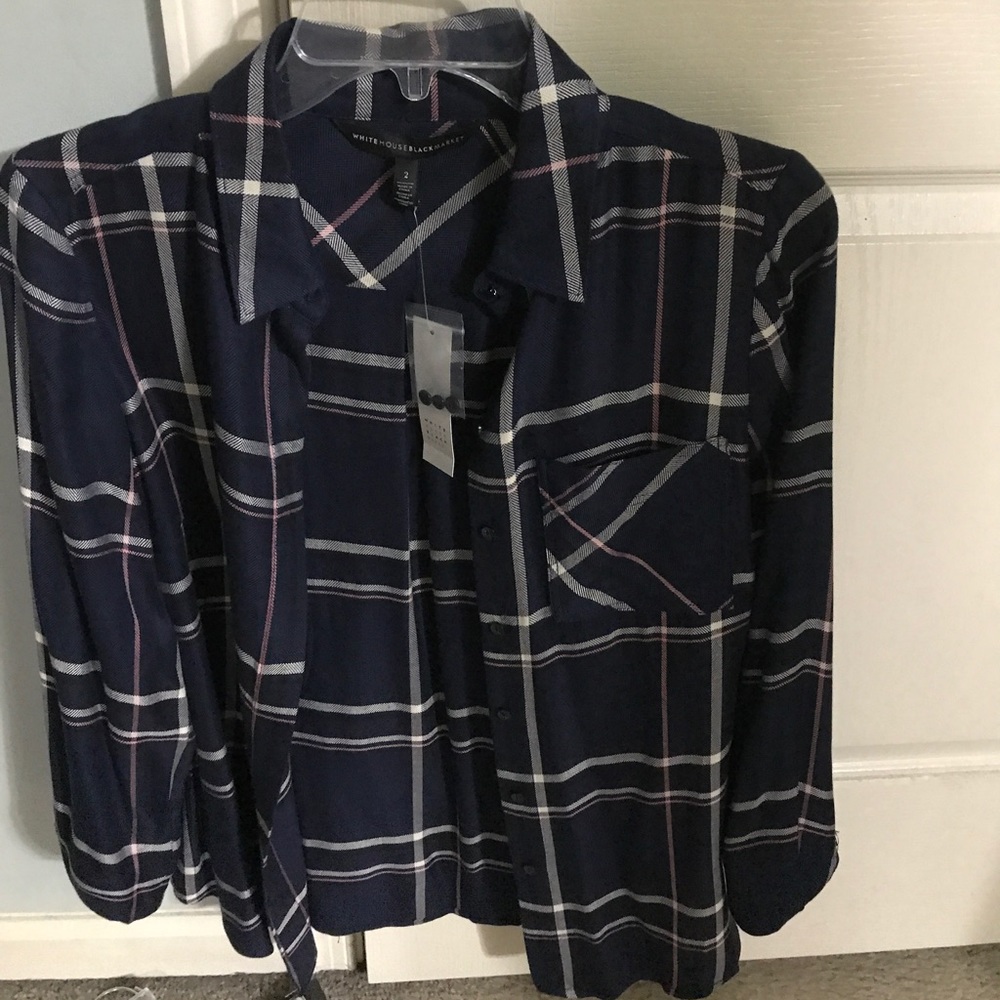 WHBM plaid Button down top